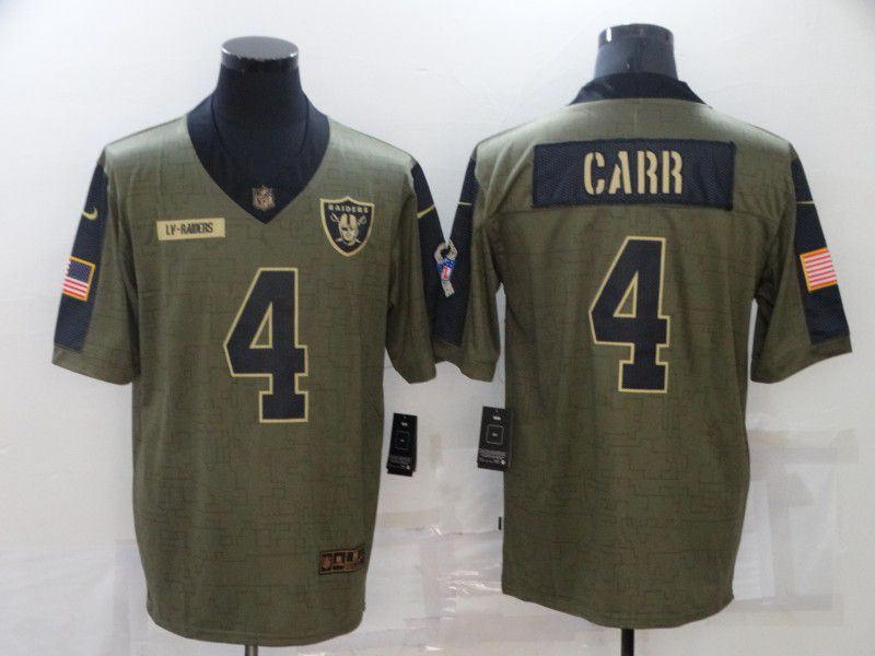 Men Oakland Raiders #4 Carr green Nike Olive Salute To Service Limited NFL Jersey